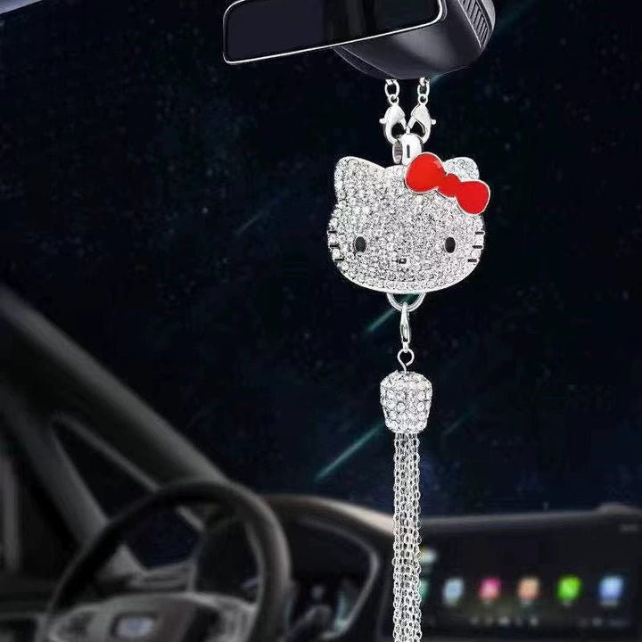 Car Rearview Mirror Pendant with Crystal | Zinc alloy &amp; rhinestones | Sparkling decoration with scent pendant, gift idea