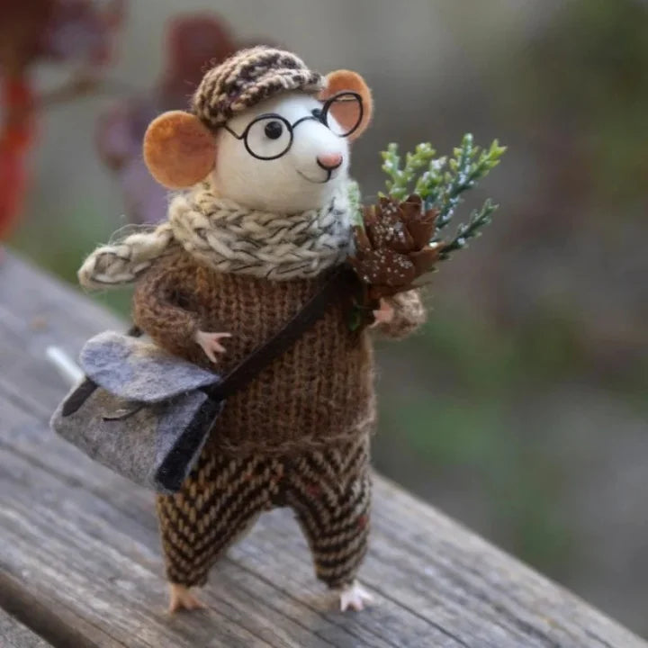 Handmade Felt Mouse | Christmas Decoration &amp; Gift Idea | Needle-Felted from Wool &amp; Fabric | Sustainable
