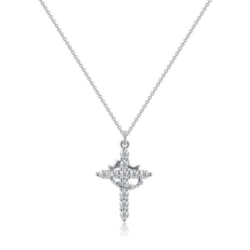 Necklace with Cross &amp; Crown Pendant | Symbol of faith &amp; strength | Expressive jewelry