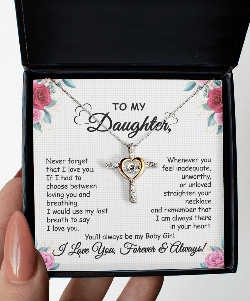 Necklace with Message Card | Gift for daughter | Cross with zirconia &amp; gift box