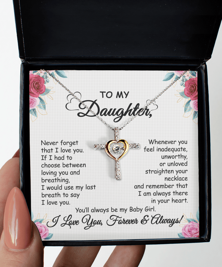Necklace with Message Card | Gift for daughter | Cross with zirconia &amp; gift box