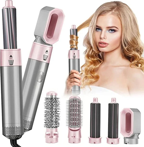 5-in-1 Haartrocknerbürste 1000W mit 5 Aufsätzen | Trocknen, Glätten, Locken &amp; Volumen | 3 Temperaturstufen | Keramik-Beschichtung