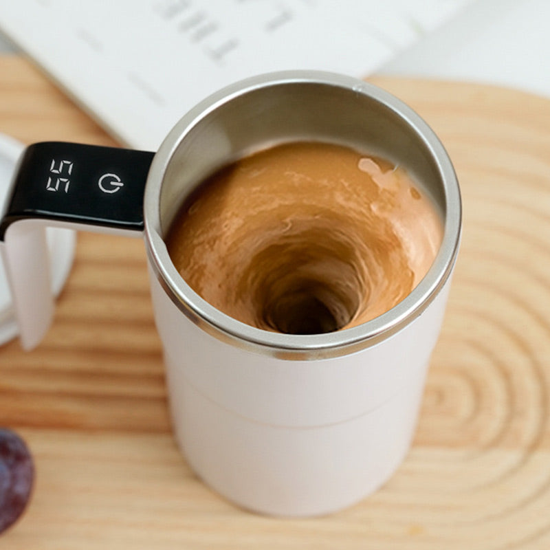 Selbstrührende Tasse | Magnetische Rührfunktion mit Temperaturanzeige &amp; Edelstahl für Kaffee, Shakes und Getränke