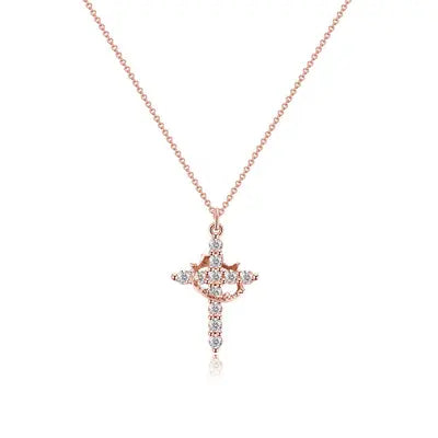 Necklace with Cross &amp; Crown Pendant | Symbol of faith &amp; strength | Expressive jewelry