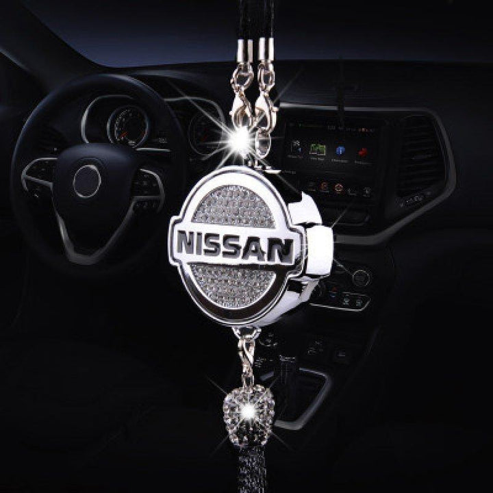 Car Rearview Mirror Pendant with Crystal | Zinc alloy &amp; rhinestones | Sparkling decoration with scent pendant, gift idea