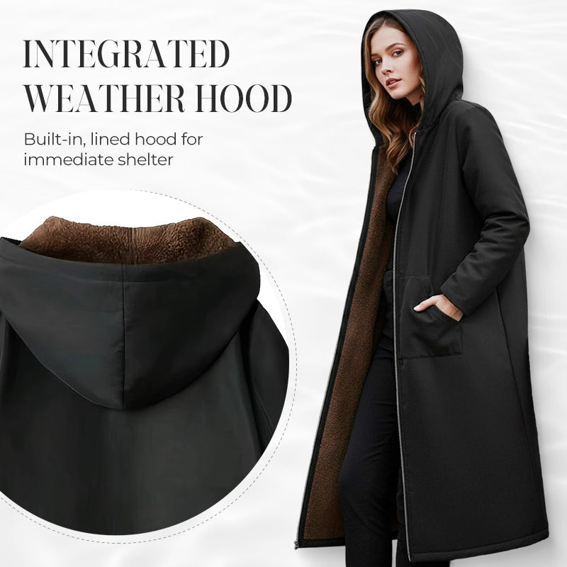 Winter Parka | Langer gefütterter Mantel mit Kapuze, Reißverschluss und verlängertem Saum für kalte Tage
