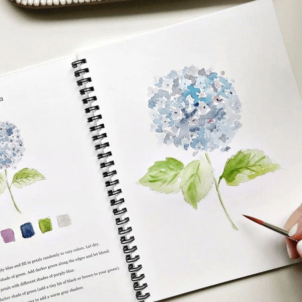 Aquarell-Arbeitsbuch für Anfänger | Malbuch mit 12 Motiven, Schritt-für-Schritt-Anleitungen und hochwertigem Aquarellpapier