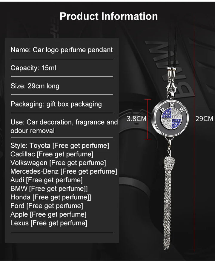 Car Rearview Mirror Pendant with Crystal | Zinc alloy &amp; rhinestones | Sparkling decoration with scent pendant, gift idea