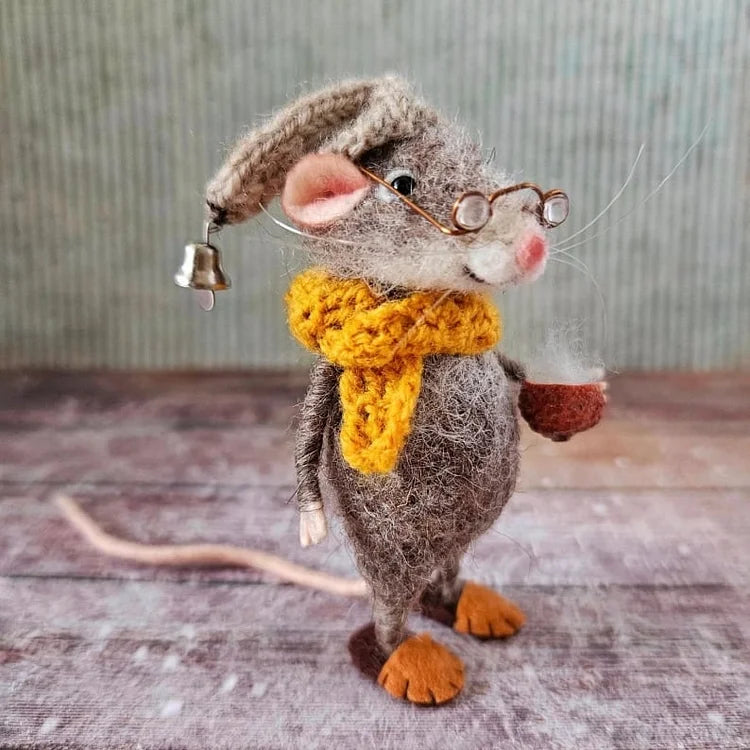 Handmade Felt Mouse | Christmas Decoration &amp; Gift Idea | Needle-Felted from Wool &amp; Fabric | Sustainable