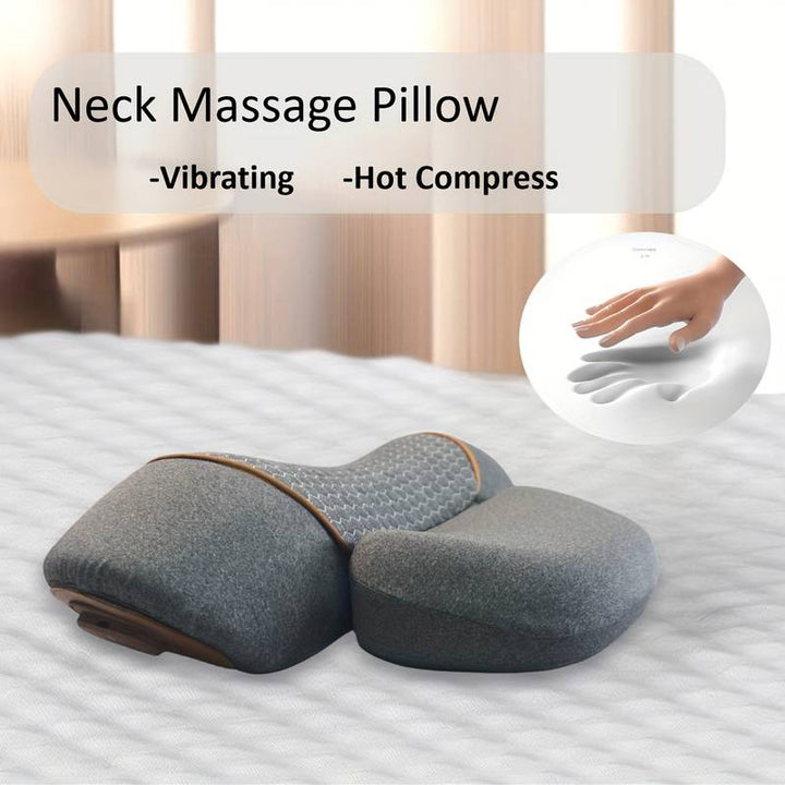 VibraCushion Massage Pillow | Gentle Vibration &amp; Heat Function | Ergonomic &amp; USB Rechargeable | For Neck &amp; Shoulders