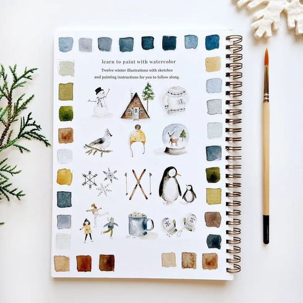 Aquarell-Arbeitsbuch für Anfänger | Malbuch mit 12 Motiven, Schritt-für-Schritt-Anleitungen und hochwertigem Aquarellpapier