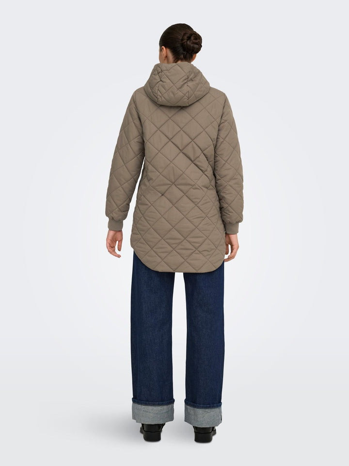 Damen Steppjacke mit Kapuze | Leichte Übergangsjacke mit durchgehendem Reißverschluss und elastischen Ärmelbündchen für kühle Tage