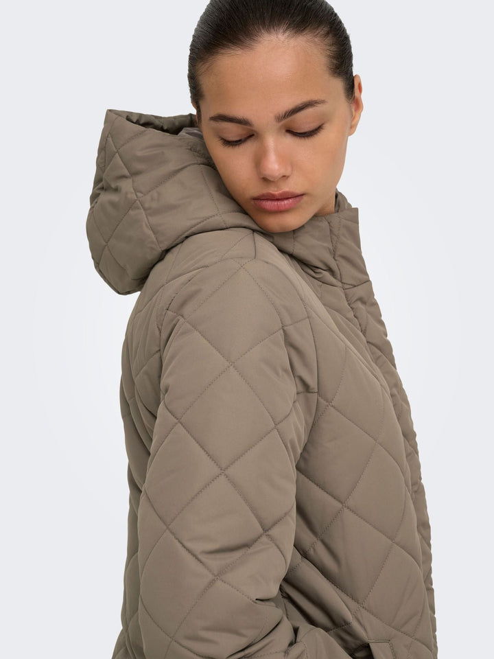 Damen Steppjacke mit Kapuze | Leichte Übergangsjacke mit durchgehendem Reißverschluss und elastischen Ärmelbündchen für kühle Tage