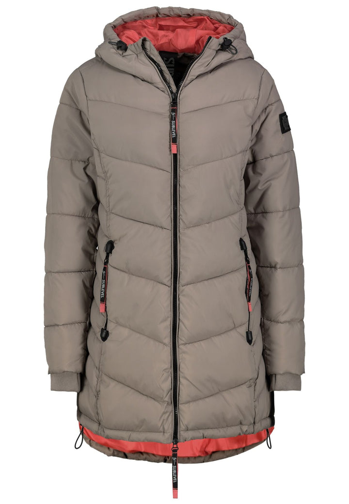 Damen Steppmantel mit Kapuze | Sportlicher Mantel mit farblich abgesetzten Reißverschlüssen und verstellbarem Saum für Alltag und Freizeit