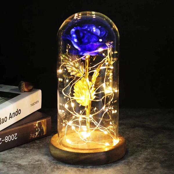 Amethyst Spirituelle Lampe | Ewige Rosenlampe im Glasdom | LED Kristall Deko | Symbol für Liebe &amp; Energie