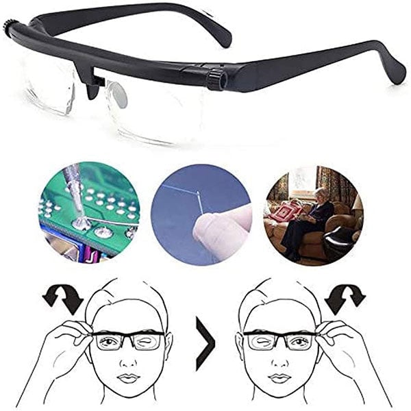 Verstellbare Lesebrille stufenlos –6 bis +3 Dioptrien | TR90 ultraleicht 27 g &amp; stoßfest | HD-Gläser entspiegelt | Unisex