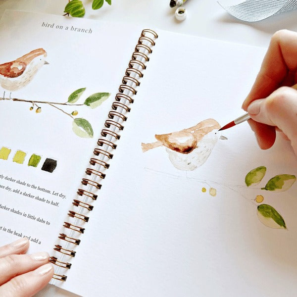 Aquarell-Arbeitsbuch für Anfänger | Malbuch mit 12 Motiven, Schritt-für-Schritt-Anleitungen und hochwertigem Aquarellpapier