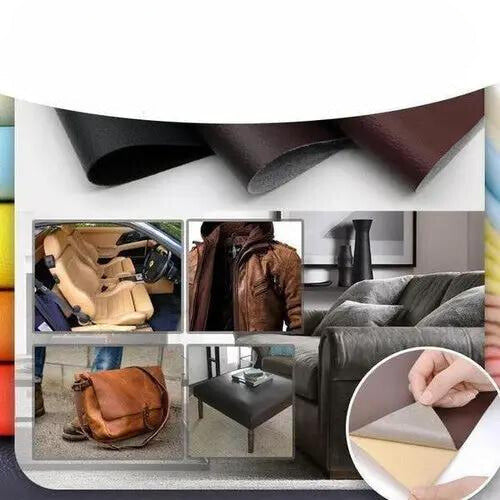 Kit de réparation cuir auto-adhésif 50 × 138 cm | Patchs de réparation découpables | Étanche &amp; robuste | Pour canapé, voiture &amp; sacs