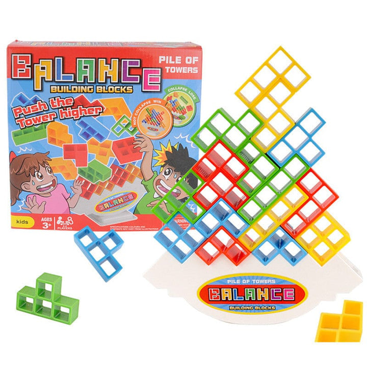 3D Tetris Stapelspiel mit 16 Bausteinen | Geschicklichkeits- &amp; Denkspiel für Kinder &amp; Erwachsene | Fördert Konzentration &amp; Motorik