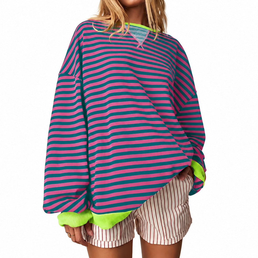 Damen gestreifter Pullover aus weichem Material | Bequemer Streifenpullover für Alltag, Büro und Freizeit mit zeitlosem Streifenmuster