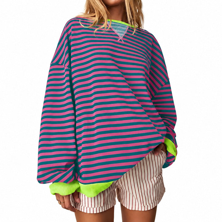 Damen gestreifter Pullover aus weichem Material | Bequemer Streifenpullover für Alltag, Büro und Freizeit mit zeitlosem Streifenmuster
