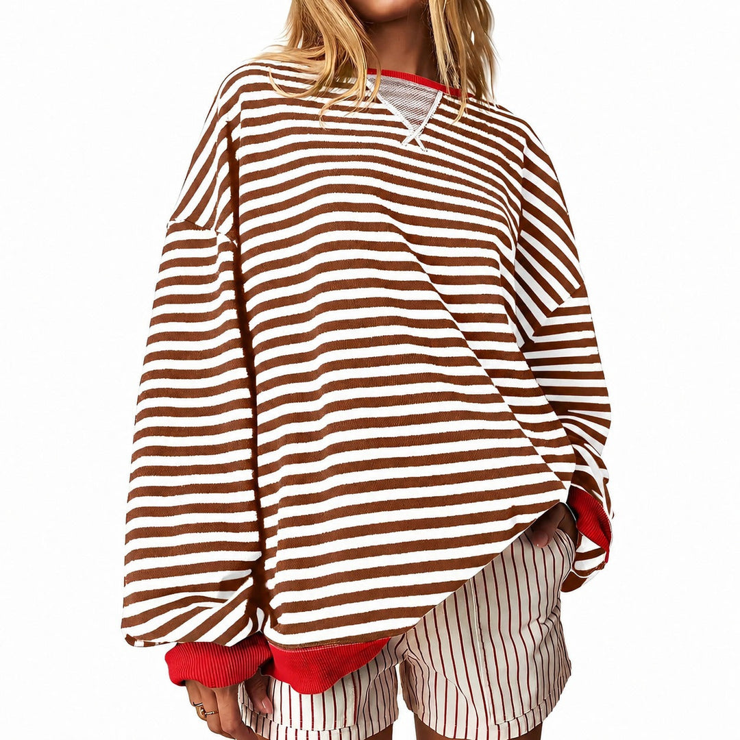 Damen gestreifter Pullover aus weichem Material | Bequemer Streifenpullover für Alltag, Büro und Freizeit mit zeitlosem Streifenmuster