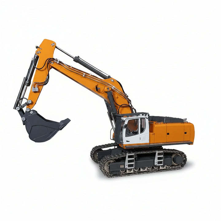 RC Hydraulic Excavator 1:20 with Crawler Tracks | CNC aluminum, servo-controlled valves &amp; quick coupler | 2.4 GHz 18 channels, 1200 mAh