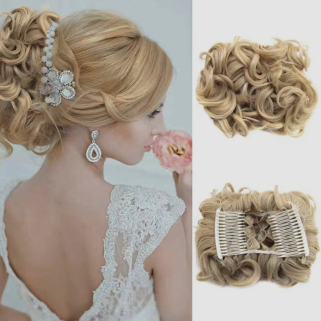Lockiges Dutt-Haarteil 2er-Set | Voluminöser Messy Bun mit elastischem Haargummi für schnelle Hochsteckfrisuren