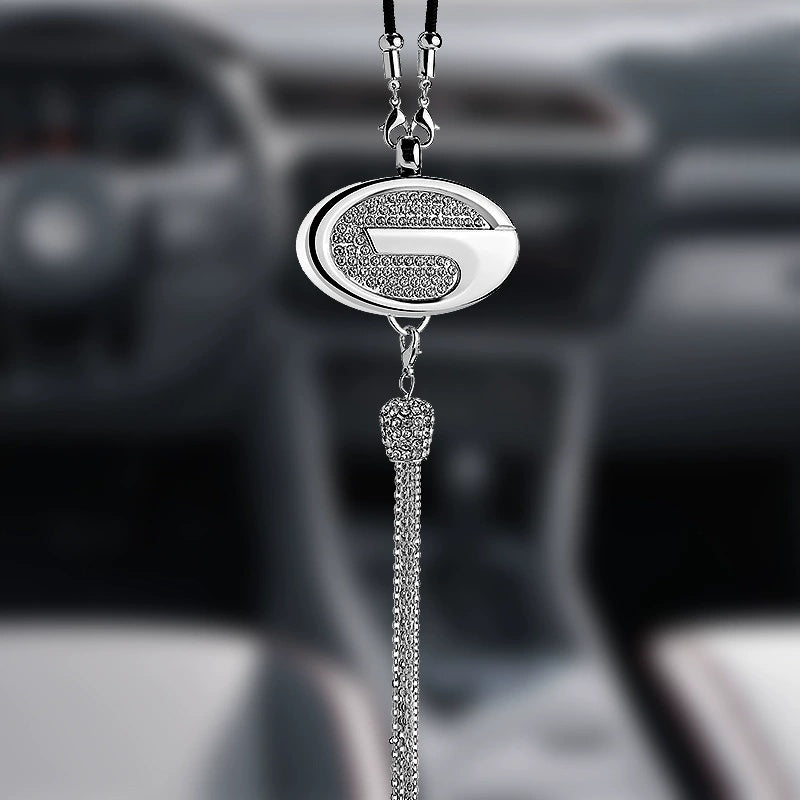 Car Rearview Mirror Pendant with Crystal | Zinc alloy &amp; rhinestones | Sparkling decoration with scent pendant, gift idea