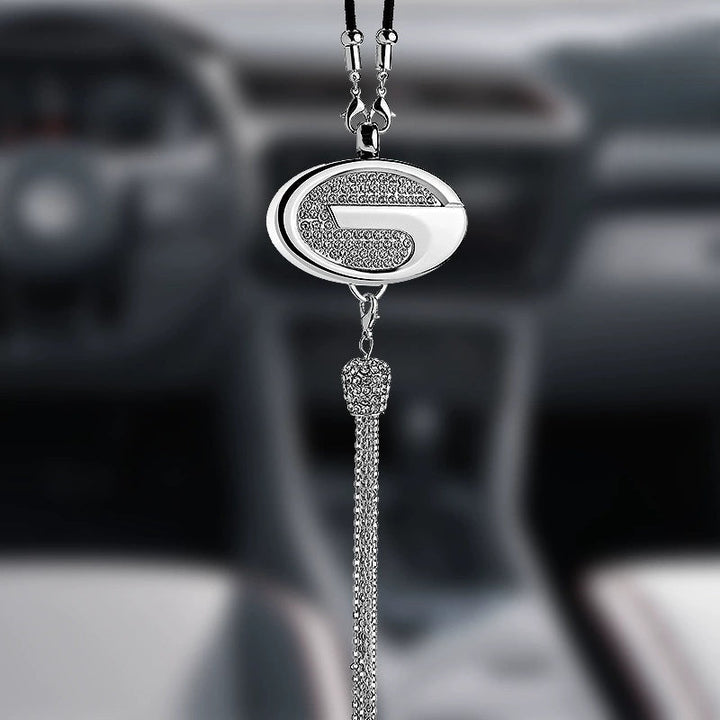 Car Rearview Mirror Pendant with Crystal | Zinc alloy &amp; rhinestones | Sparkling decoration with scent pendant, gift idea
