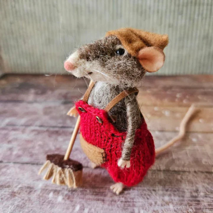 Handmade Felt Mouse | Christmas Decoration &amp; Gift Idea | Needle-Felted from Wool &amp; Fabric | Sustainable