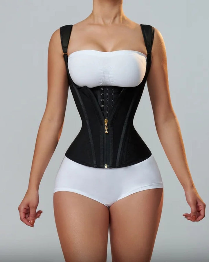 Damen Shapewear Body mit Korsett | Figurformender Body Shaper mit Bauchkontrolle, Frontverschluss &amp; verstellbaren Trägern