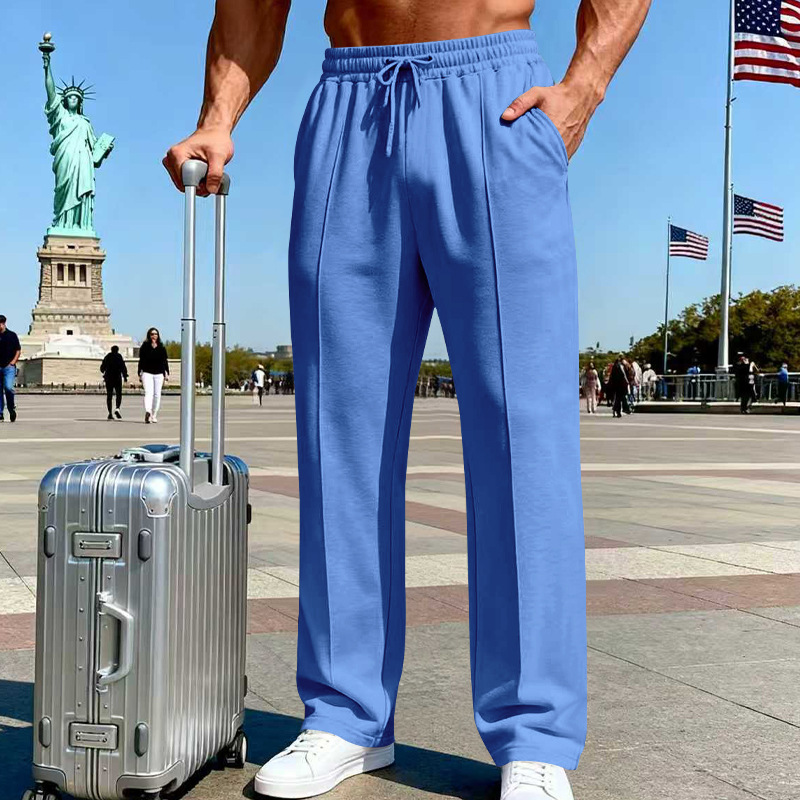 Herren Stretch-Hose mit geradem Bein | Atmungsaktive Freizeithose mit Kordelzug &amp; Taschen | Bequeme Relax-Fit Hose