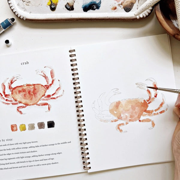 Aquarell-Arbeitsbuch für Anfänger | Malbuch mit 12 Motiven, Schritt-für-Schritt-Anleitungen und hochwertigem Aquarellpapier
