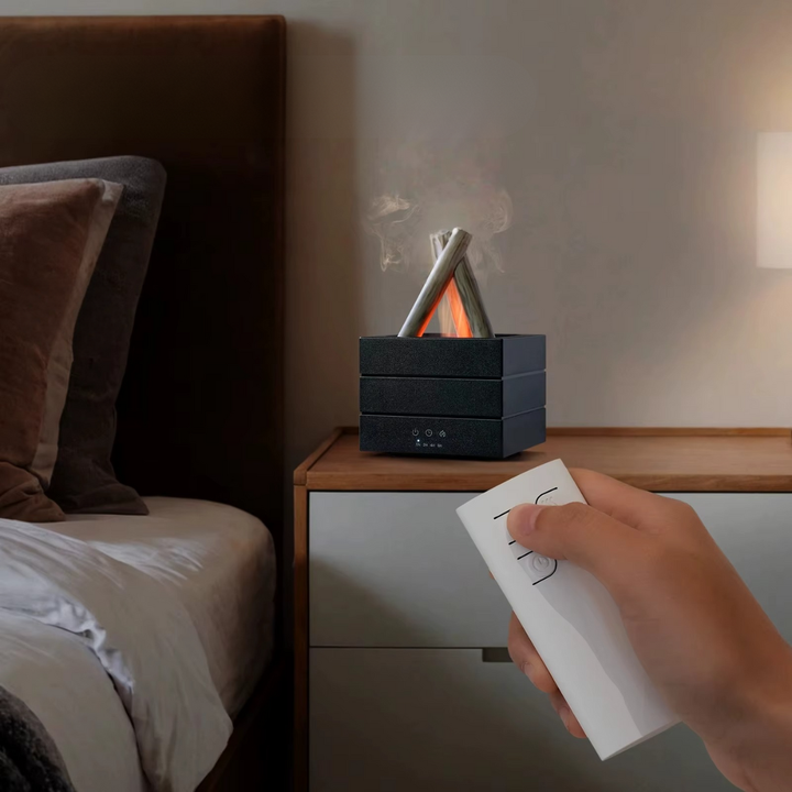 Aroma Diffuser mit Flammeneffekt | Ultraschall-Luftbefeuchter mit Fernbedienung, Timer und Abschaltautomatik