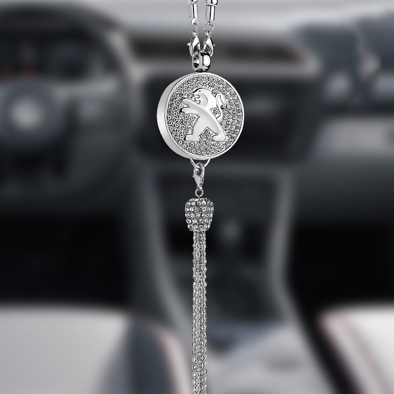 Car Rearview Mirror Pendant with Crystal | Zinc alloy &amp; rhinestones | Sparkling decoration with scent pendant, gift idea