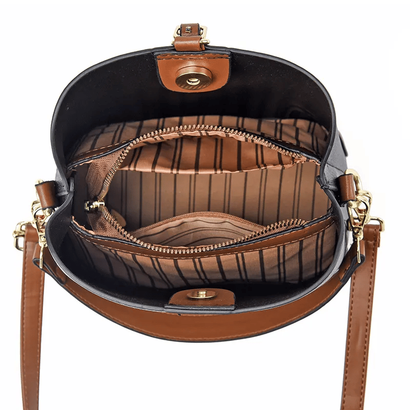 Sac épaule femme rétro en PU 21×19×12 cm | Plusieurs compartiments &amp; fermeture magnétique | Bandoulières réglables, plusieurs couleurs