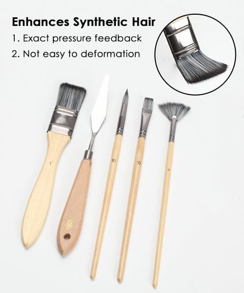 Set di pennelli 24 pezzi | Pennelli professionali per artisti con manico in legno | Acrilico, acquerello, olio e gouache