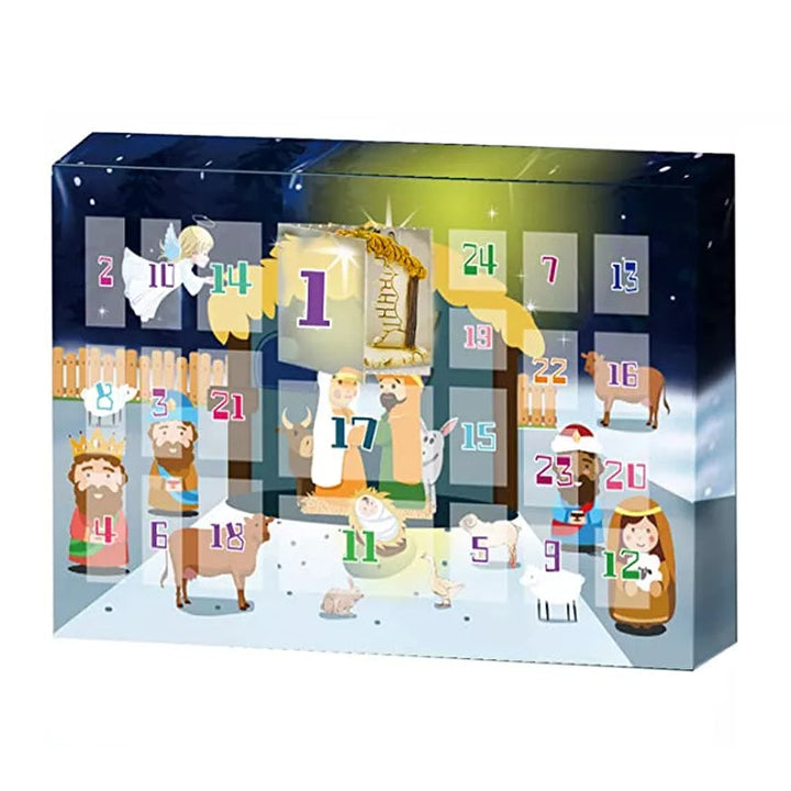 Krippen Adventskalender mit 24 Spielfiguren | Weihnachtskalender mit Krippenfiguren aus Kunststoff für Kinder und Familien