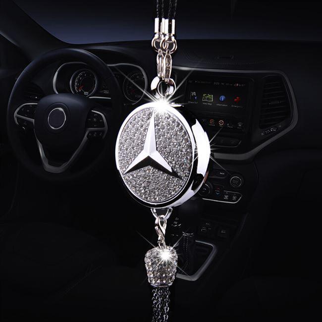 Car Rearview Mirror Pendant with Crystal | Zinc alloy &amp; rhinestones | Sparkling decoration with scent pendant, gift idea