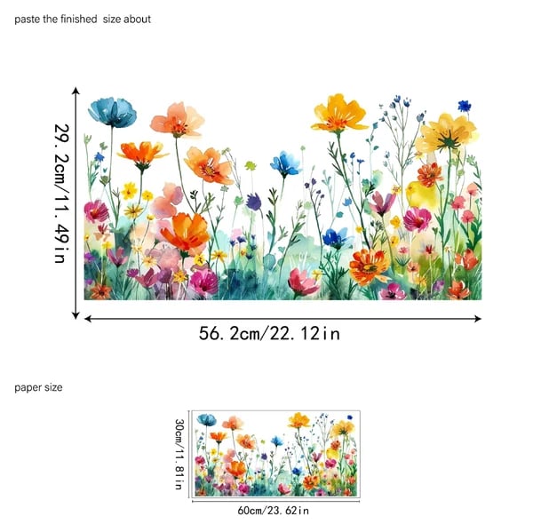 Ikkunatarra kukkakuvio 30×60 cm | kaksipuoleisesti painettu, värikylläinen | pyyhittävä ja jäämätön poistettava | PVC