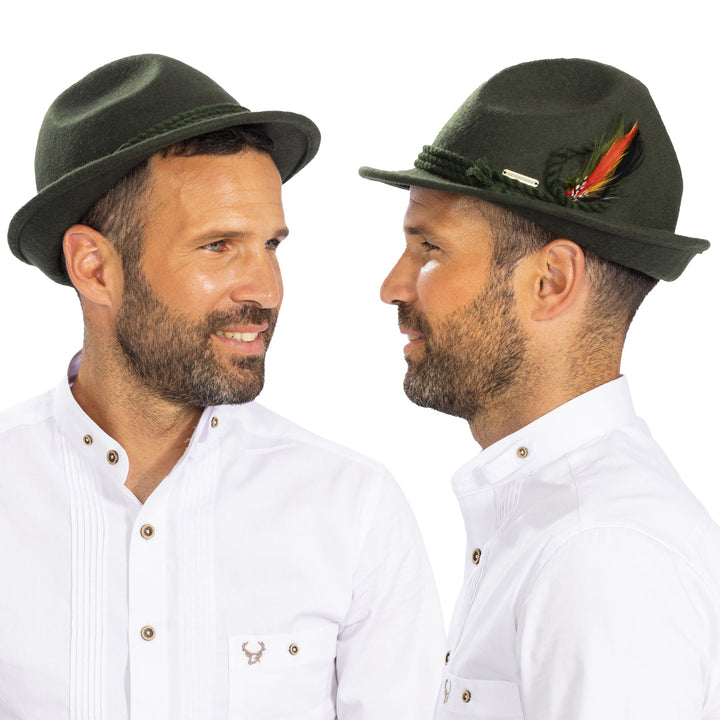 Trachtenhut Herren | Klassischer Filzhut im bayerischen Stil für Oktoberfest, Lederhose und Volksfeste