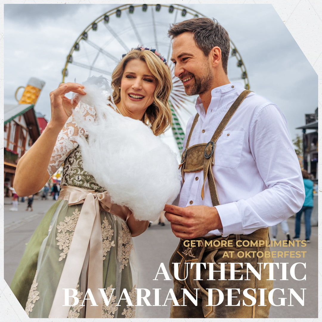 Trachtenhemd Herren | Weißes Hemd für Lederhosen, Oktoberfest, Volksfeste und traditionelle Trachten-Outfits