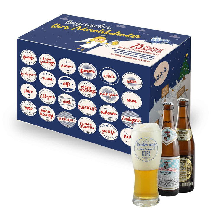 Bier Adventskalender | Bayerischer Bierkalender mit 23 Bierspezialitäten und Bierglas