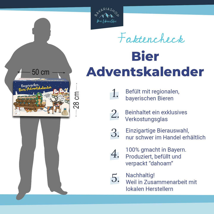 Bier Adventskalender | Bayerischer Bierkalender mit 23 Bierspezialitäten und Bierglas