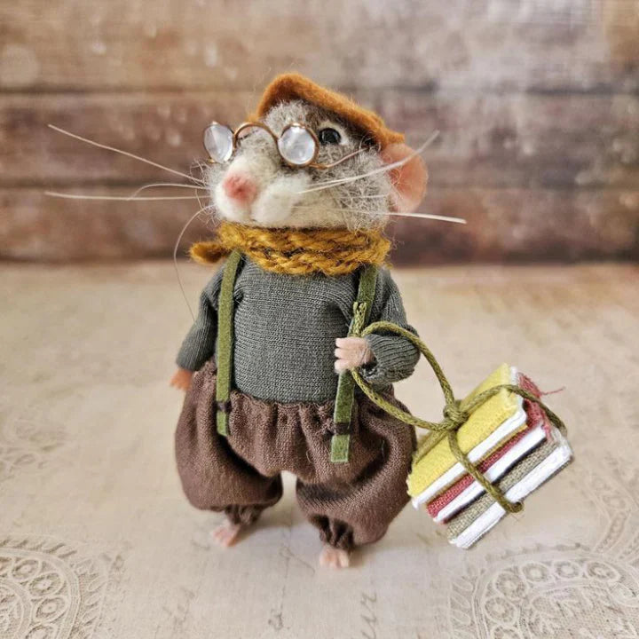 Handmade Felt Mouse | Christmas Decoration &amp; Gift Idea | Needle-Felted from Wool &amp; Fabric | Sustainable