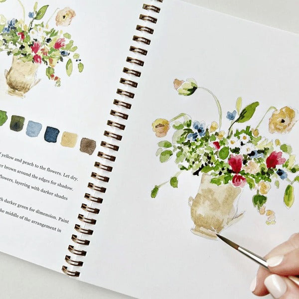 Aquarell-Arbeitsbuch für Anfänger | Malbuch mit 12 Motiven, Schritt-für-Schritt-Anleitungen und hochwertigem Aquarellpapier