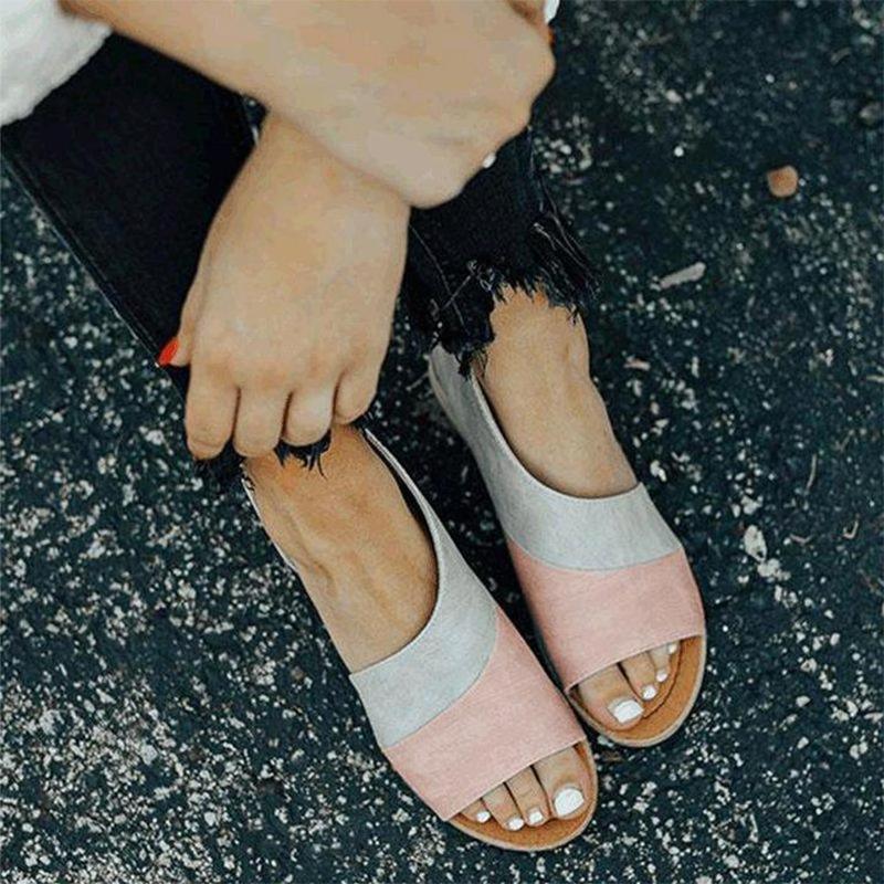 Damen Sandalen zweifarbig mit Cut-outs | Gepolsterte Innensohle &amp; offene Spitze | Zalirith Sommersandalen