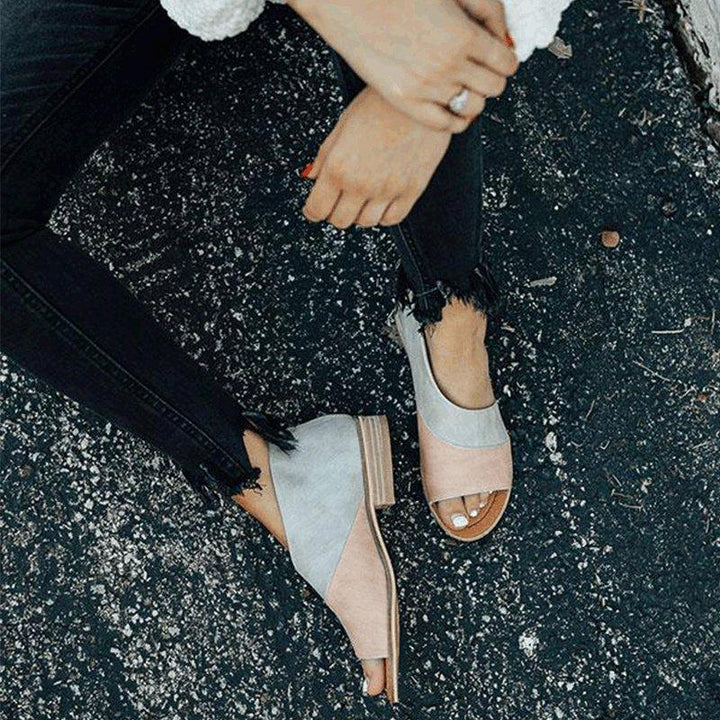 Damen Sandalen zweifarbig mit Cut-outs | Gepolsterte Innensohle &amp; offene Spitze | Zalirith Sommersandalen