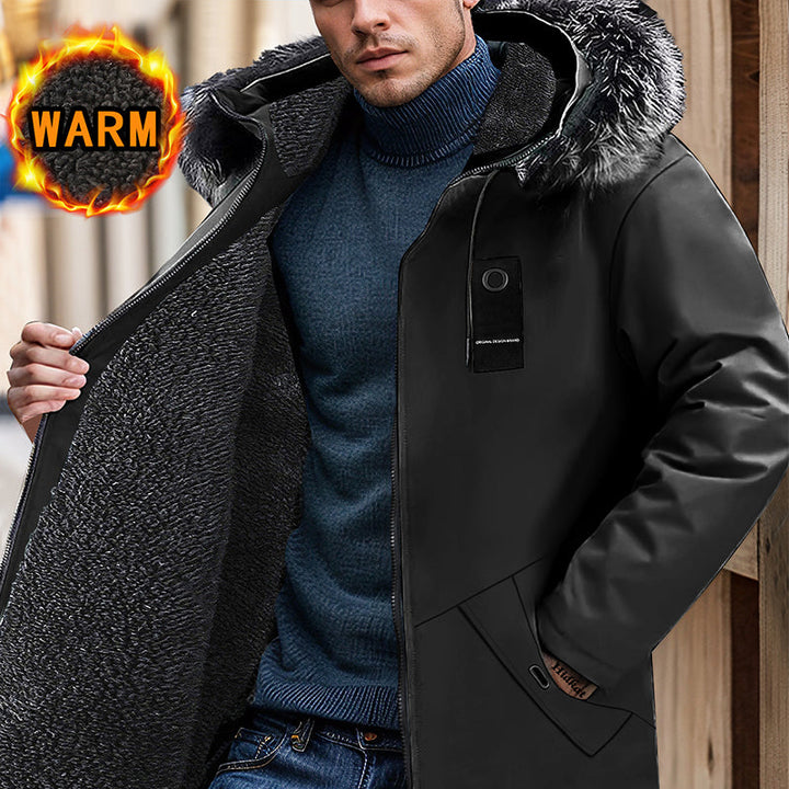 Herren Winterjacke | Thermojacke mit wattiertem Innenfutter, abnehmbarer Kapuze und wetterbeständiger Außenschicht